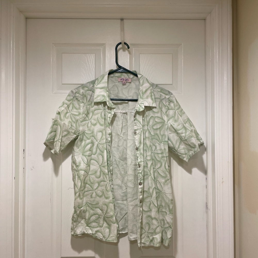 VRG GRL Green Patterned Shirt